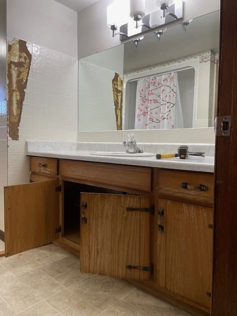Bathroom Vanity Replacemen 2 before Fireplace before, during