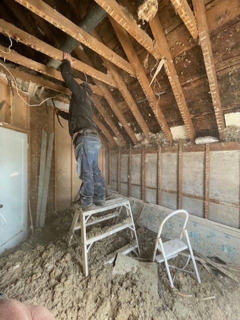 Bathroom Gut Before Fireplace before, during